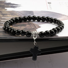 Load image into Gallery viewer, Cross Natural Healing Stone Beads Bracelet