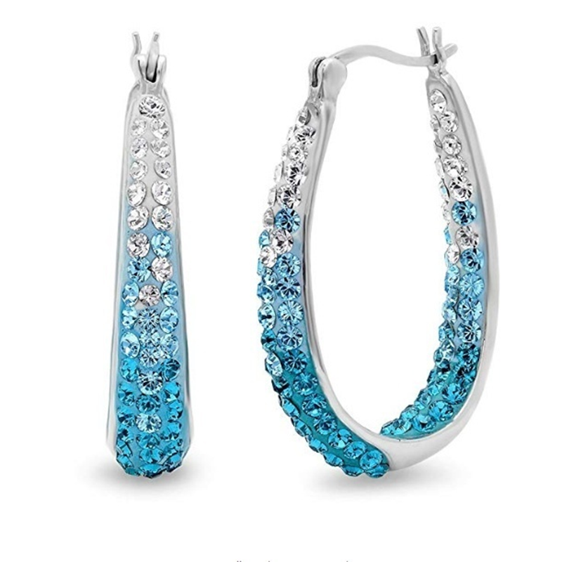 Colorful Rhinestone Crystal Hoop Earrings