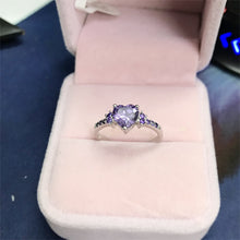 Load image into Gallery viewer, Heart Shape Silver Amethyst Ring