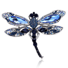 Load image into Gallery viewer, Blue Crystal Vintage Dragonfly Brooch