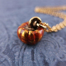 Load image into Gallery viewer, Orange Enameled Pumpkin Necklace
