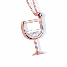 Load image into Gallery viewer, Crystal Wine Glass Shimmering Pendant Necklace
