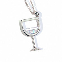 Load image into Gallery viewer, Crystal Wine Glass Shimmering Pendant Necklace Sale