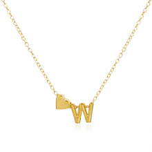 Load image into Gallery viewer, Gold Color Heart Initial Necklace