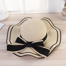 Load image into Gallery viewer, Classic Flat Bowknot Straw Sun Hat