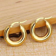 Load image into Gallery viewer, Stainless Steel Round Thick Hoops Earrings