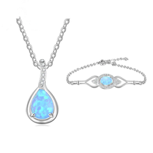 Load image into Gallery viewer, Cubic Zirconia Blue Opal Necklace