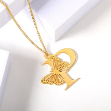 Load image into Gallery viewer, Stainless Steel Alphabet Butterfly Pendant Necklace Sale