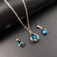 Load image into Gallery viewer, Blue Green Water Drop Necklace Set Sale