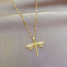 Load image into Gallery viewer, Gold plated Dragonfly Pendant Necklace