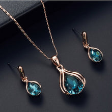 Load image into Gallery viewer, Blue Green Water Drop Necklace Set