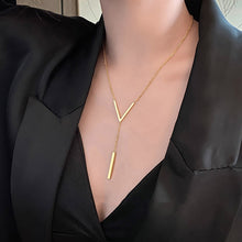 Load image into Gallery viewer, V-shaped long Clavicle Necklace
