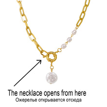 Load image into Gallery viewer, Pearl Thick Chain Pendant Necklace
