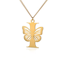 Load image into Gallery viewer, Stainless Steel Alphabet Butterfly Pendant Necklace Sale