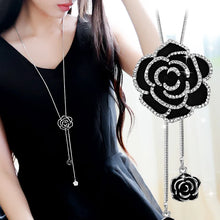 Load image into Gallery viewer, Rose Chain Crystal Long Necklace