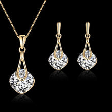 Load image into Gallery viewer, Square Rhinestone Necklace Set
