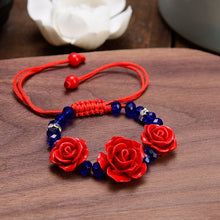 Load image into Gallery viewer, Charm Red Rose Beaded Bracelet