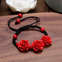 Load image into Gallery viewer, Charm Red Rose Beaded Bracelet