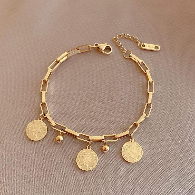 Gold Plated Round Card Bracelet