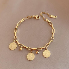 Load image into Gallery viewer, Gold Plated Round Card Bracelet