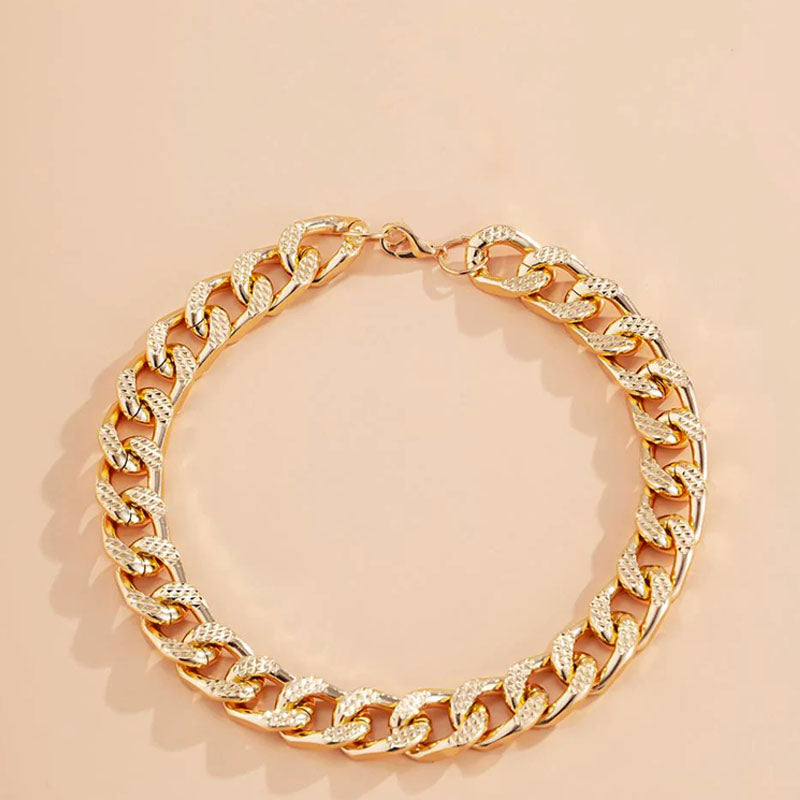 Rihnestone Thick Chain Choker Necklace