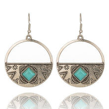 Load image into Gallery viewer, Round Dangle Drop Earrings with Stone (6973933715650)