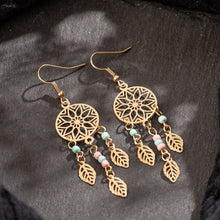 Load image into Gallery viewer, Ethnic Golden Leaf Dangle Drop Earrings (7142168625346)