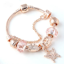 Load image into Gallery viewer, Rose golden Butterfly Charm Bracelet (7329239498946)