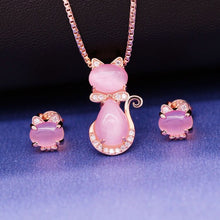 Load image into Gallery viewer, Pink Cat Necklace Set (6931772014786)