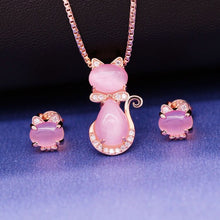 Load image into Gallery viewer, Pink Cat Necklace Set (6931772014786)
