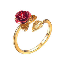 Load image into Gallery viewer, Red Rose Flowers Crystal Round Rings (7247640527042)