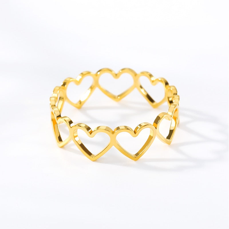 Stainless Steel Hollow Heart Rings