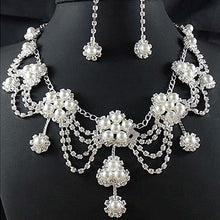 Load image into Gallery viewer, Rhinestone Faux Pearl Necklace Earring (6931785121986)