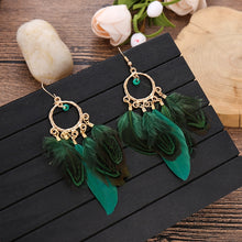 Load image into Gallery viewer, Tassel Feather Pendant Earrings (6971688648898)