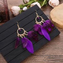 Load image into Gallery viewer, Tassel Feather Pendant Earrings (6971688648898)