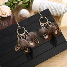 Load image into Gallery viewer, Tassel Feather Pendant Earrings (6971688648898)

