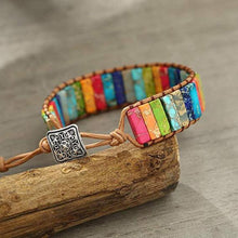 Load image into Gallery viewer, Natural Stone Tube Beads Leather Wrap Bracelet (6940065136834)