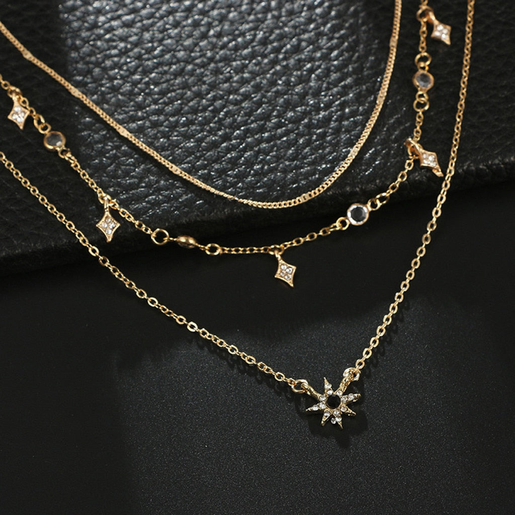 Women Multi-layer Star Pendant Necklace