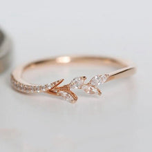Load image into Gallery viewer, Rose Gold Leaf Crystal Ring (7247769731266)