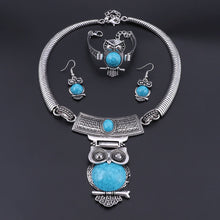 Load image into Gallery viewer, Crystal Owl Pendant Ethnic Necklace Set (7352461951170)
