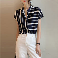 Load image into Gallery viewer, Striped Blouse Summer Chiffon Casual Shirts