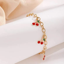 Load image into Gallery viewer, Red Cherry Gold Color Chain Bracelet