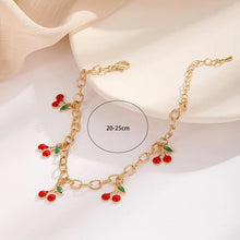 Load image into Gallery viewer, Red Cherry Gold Color Chain Bracelet